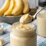 A spoonful of thick and creamy protein banana pudding.